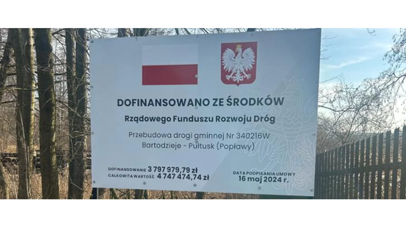 Pułtusk - Bartodzieje nowa droga w gminie Obryte ukończona.