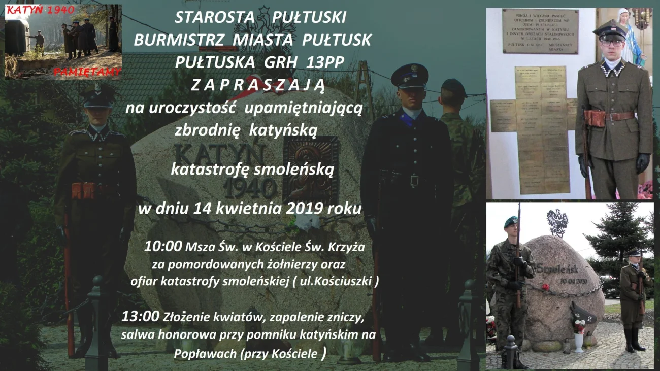 Upamiętnienie pomordowanych w Katyniu i ofiar katastrofy w Smoleńsku. Uroczystości w Pułtusku