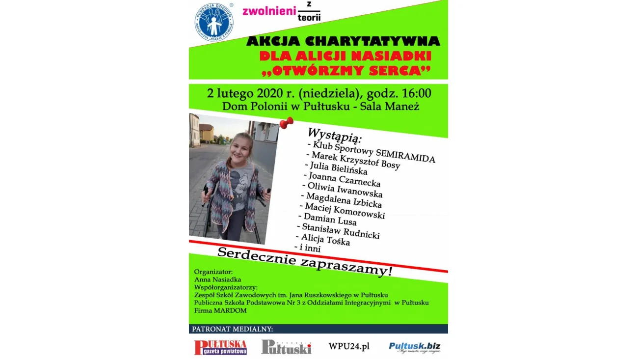 Akcja charytatywna Otwórzmy Serca dla Alicji Nasiadki w Pułtusku