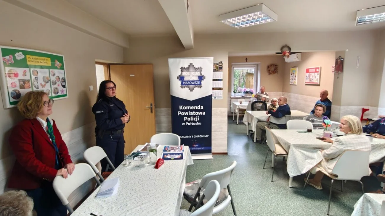 Jak nie stracić oszczędności przez oszustów? Pułtuscy policjanci i ZUS spotkali się z seniorami