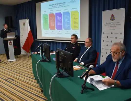 Dwóch strażaków z Pułtuska wyróżnionych honorowym tytułem Strażak Miesiąca podczas odprawy rocznej w Komendzie Wojewódzkiej PSP w Warszawie