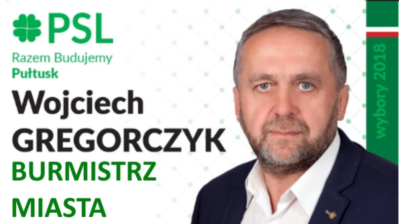 Wojciech Gregorczyk Burmistrzem Pułtuska! - oficjalne wyniki wyborów samorządowych 2018