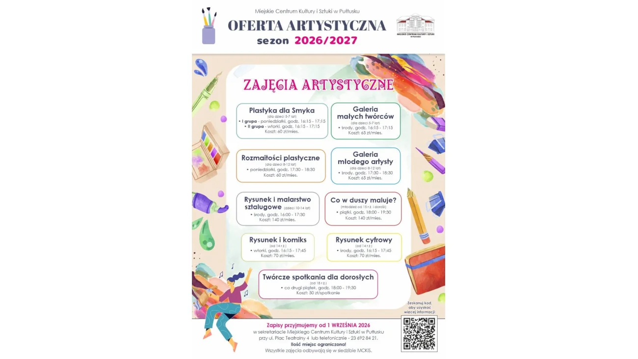 Oferta zajęć artystycznych MCKiS Pułtusk na sezon 2026/2027