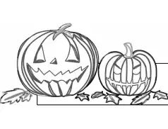 Kolorowanki na Halloween -  Dynie z liściami