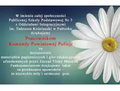 Podziękowania dla firmy Mardom i Komendy Policji w Pułtusku