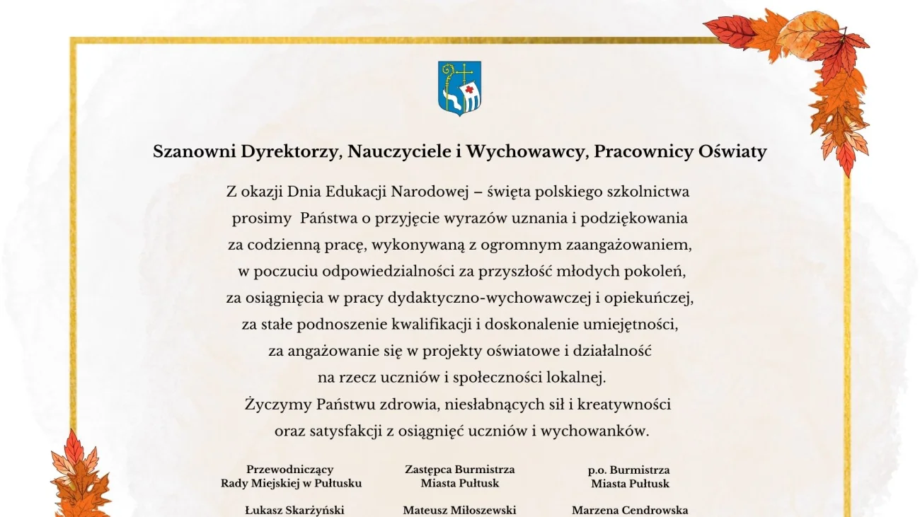 Życzenia z okazji Dnia Edukacji Narodowej