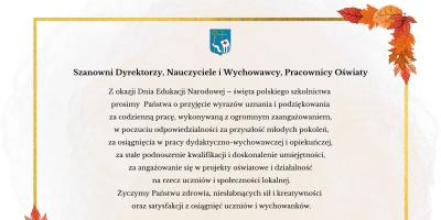 Życzenia z okazji Dnia Edukacji Narodowej
