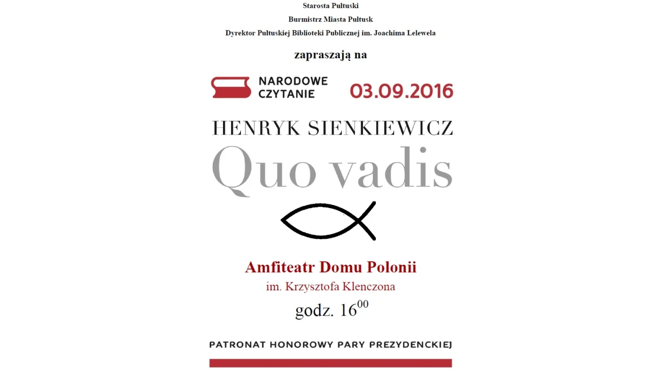 Narodowe Czytanie 2016  "Quo Vadis" w Pułtusku