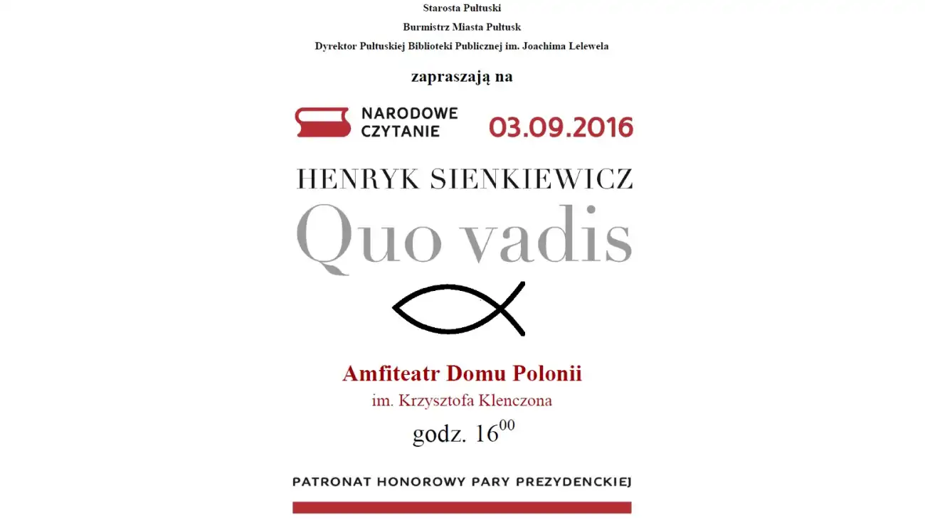 Narodowe Czytanie 2016  "Quo Vadis" w Pułtusku
