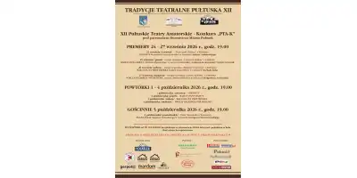 Plakat XII Tradycji Teatralnych Pułtuska — premiery 24–27 września 2026