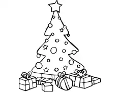 Kolorowanki świąteczne - Choinka z prezentami
