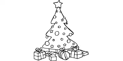 Kolorowanki świąteczne - Choinka z prezentami