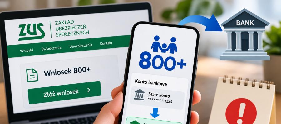 Zmieniasz numer konta i pobierasz 800+? ZUS przypomina o ważnym obowiązku