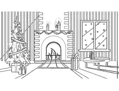 Kolorowanki świąteczne - Świąteczne wnętrze