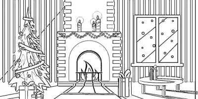 Kolorowanki świąteczne - Świąteczne wnętrze