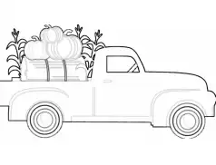 Kolorowanka Halloween - Samochód z dyniami