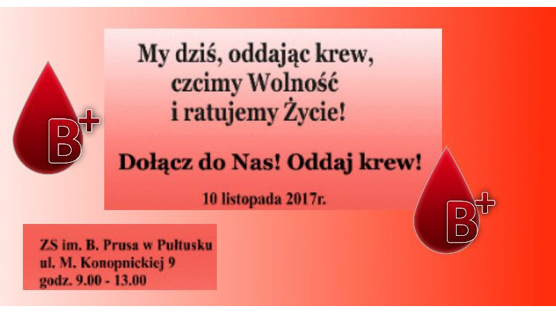 Zbiórka krwi z okazji 99-ej rocznicy Niepodległości Polski w Prusie