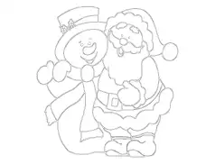 Kolorowanki świąteczne - Mikołaj i bałwanek