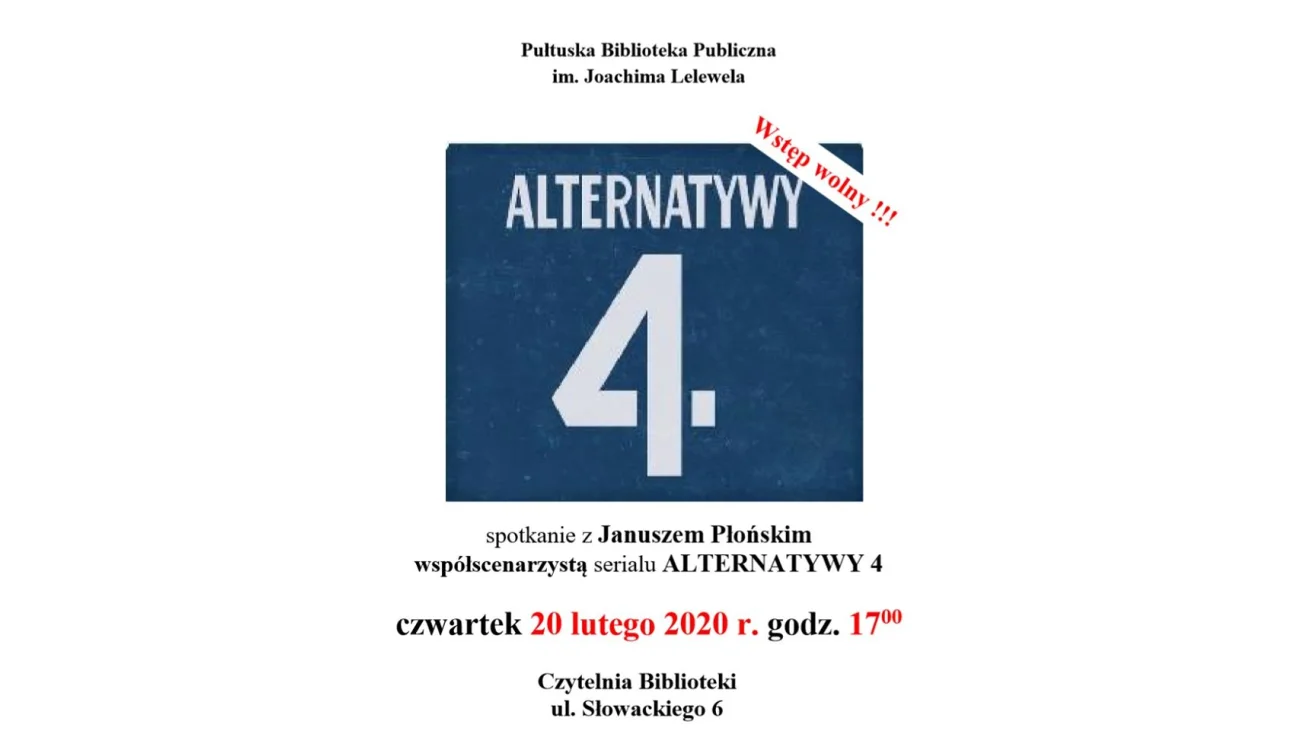 Spotkanie z Januszem Płońskim w Pułtusku. Współautorem scenariusza serialu "Alternatywy 4".